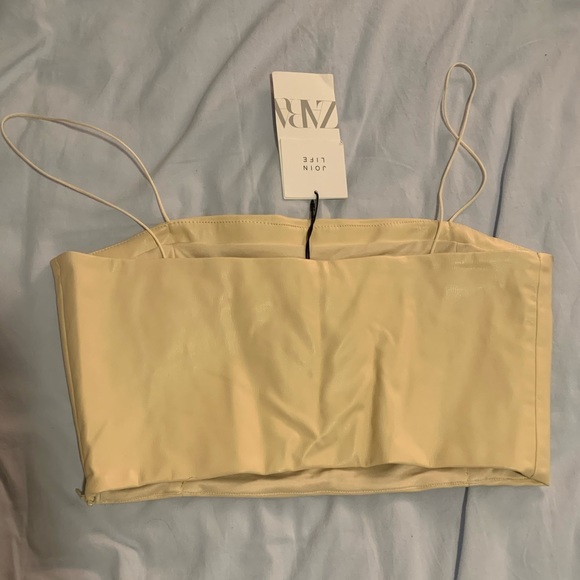 Zara Crop Leather Top - Picture 2 of 2
